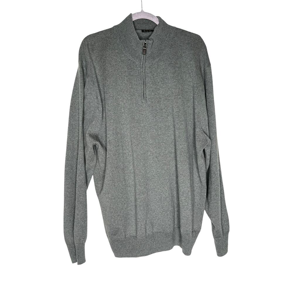 Jos. A. Bank Men's Sweater in 100% Merino Wool in Gray Partial Zipper Size XXL